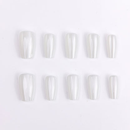 Simple Elegance Pacific Pearl Short Press-On Nails – Handcrafted, Durable Fake Nails with Elegant Pearl Design