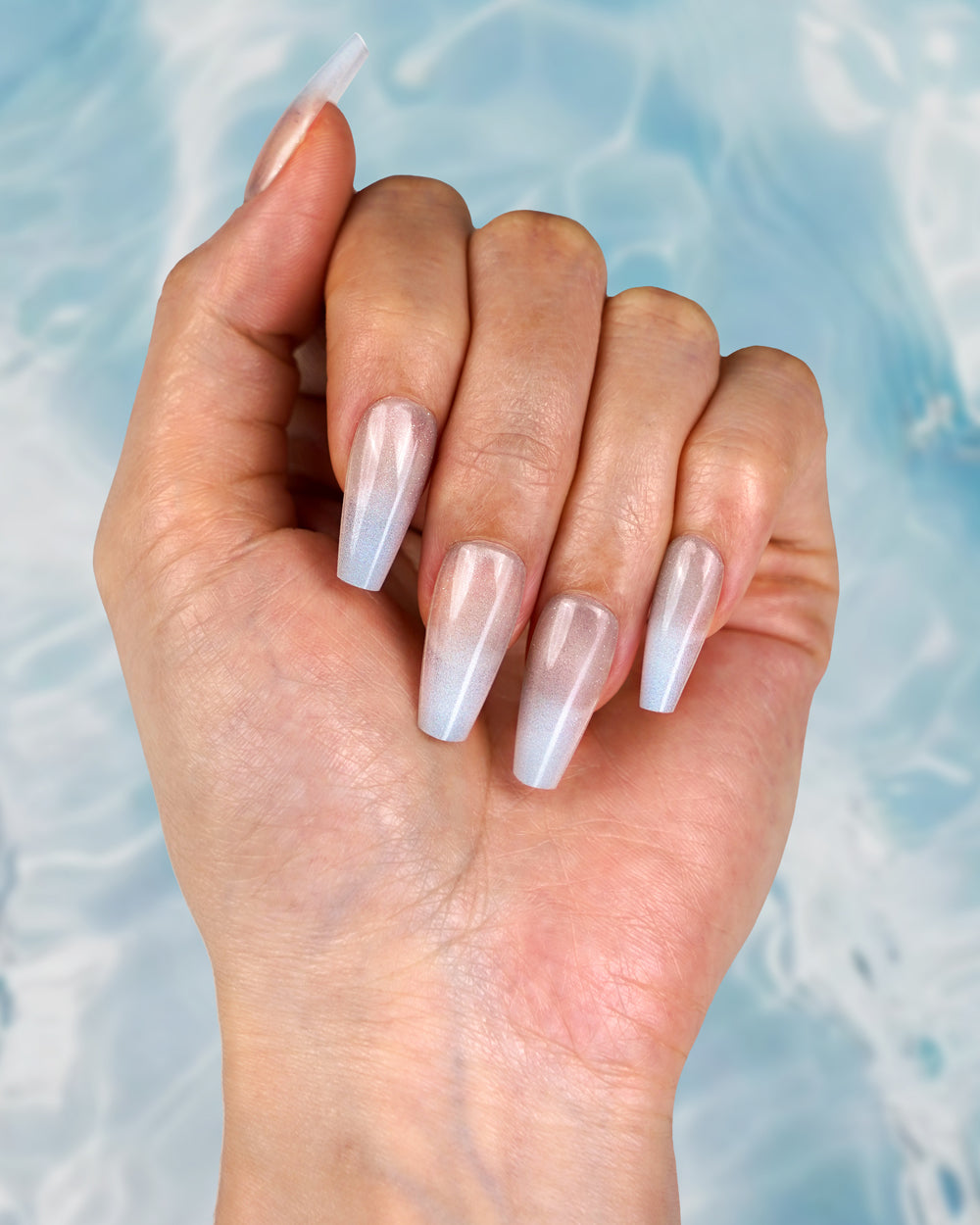 Model Wearing Simple Elegance Venice Medium Press-On Nails | Stylish and Durable Fake Nails for Women | Front View