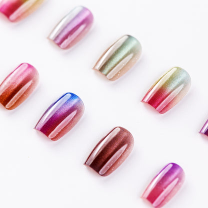 Close-up view of Bubble Lollipop Natural Press-On Nails – Reusable Durable Fake Nails with Colorful Lollipop Design