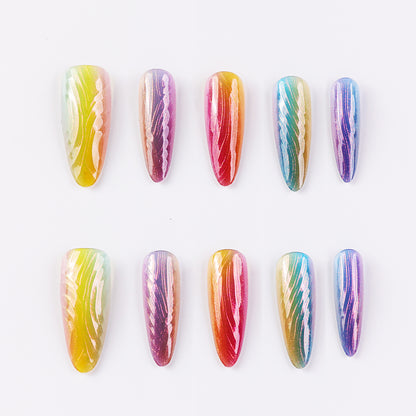 Bubble Vivid Extra Long Press-On Nails | Handcrafted Durable Fake Nails for Women | Front View