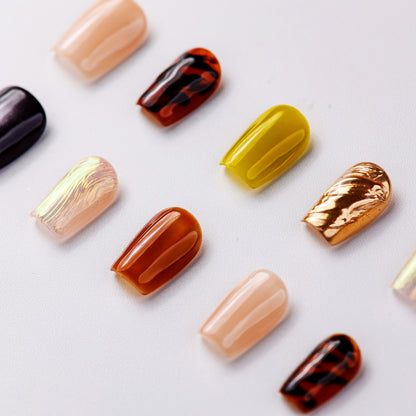 Close-up of The Caramel Natural Press-On Nails - Handcrafted with Durable & Elegant Design