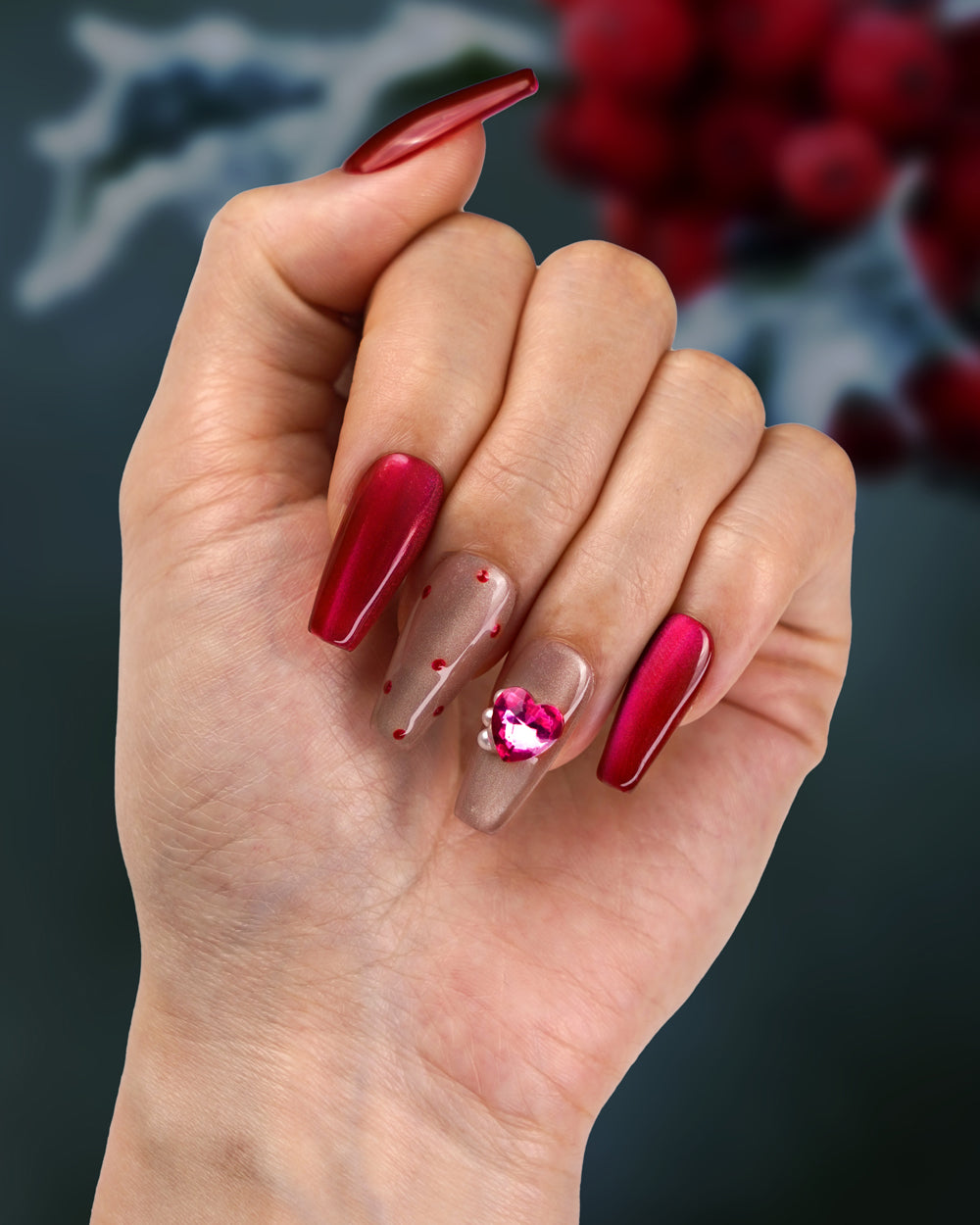 Detailed view of Modern Spice Berry Bless Medium Press-On Nails – Handcrafted Durable Fake Nails with Berry Design