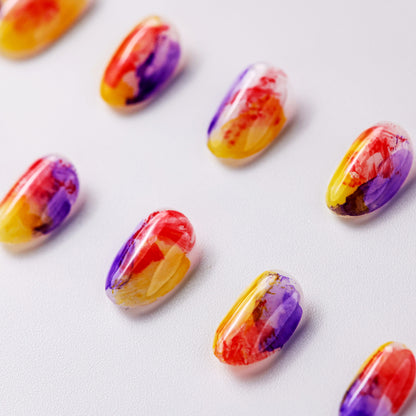 Close-up of Free Flow Natural Press-On Nails - Handcrafted with Durable & Elegant Design