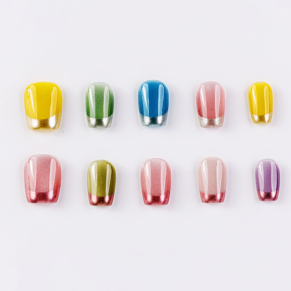 Bubble Candy Jar Natural Press-On Nails – Handcrafted Durable Fake Nails with Vibrant Candy Design