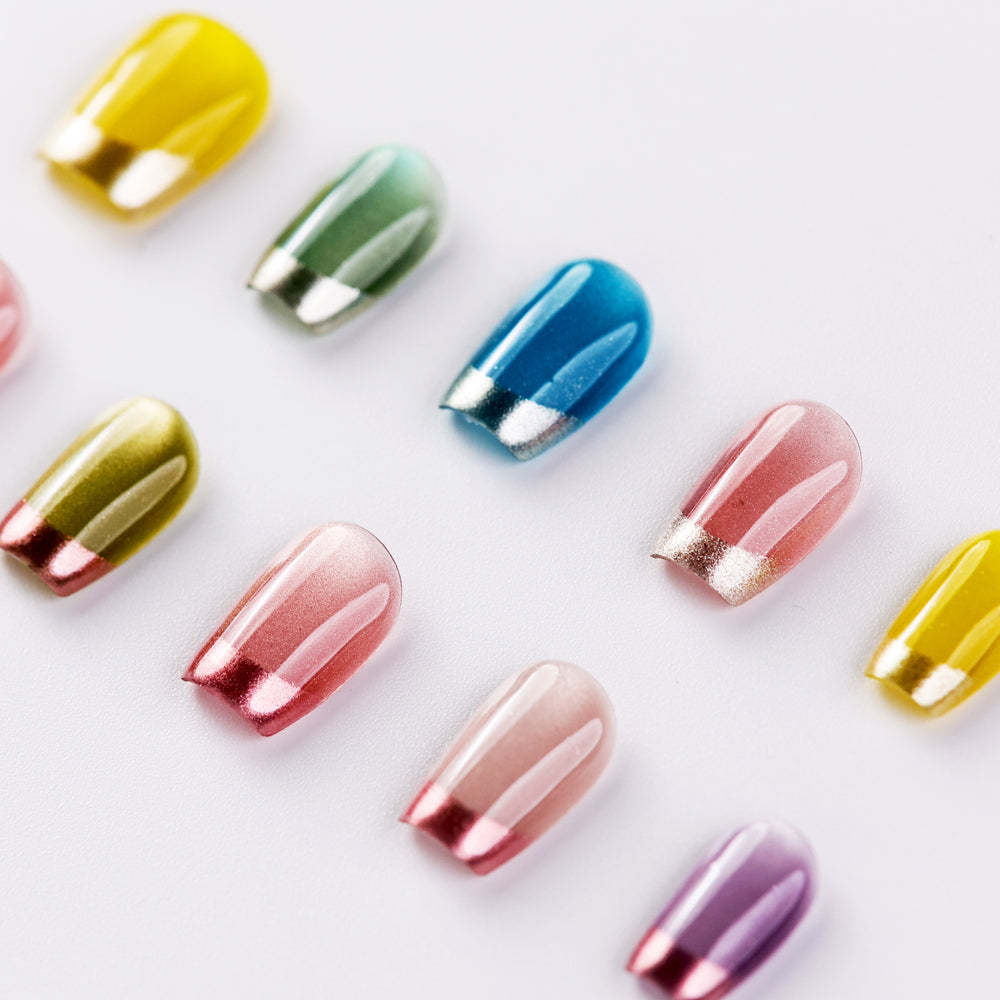 Close-up view of Bubble Candy Jar Natural Press-On Nails – Reusable Durable Fake Nails with Playful Candy-Inspired Design