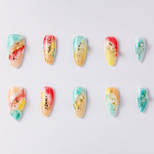 Oriental Dunhuang Memory Long Press-On Nails – Handcrafted Durable Fake Nails Inspired by Dunhuang Culture