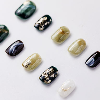 Close-up of The Jade Short Press-On Nails - Handcrafted with Durable & Elegant Design