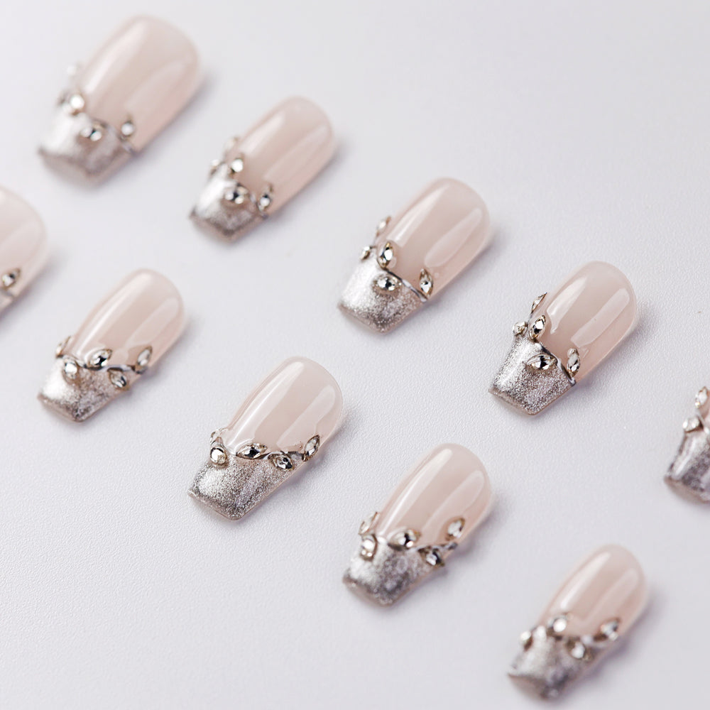 Close-up of Fairy Star Short Press-On Nails - Handcrafted with Durable & Elegant Design