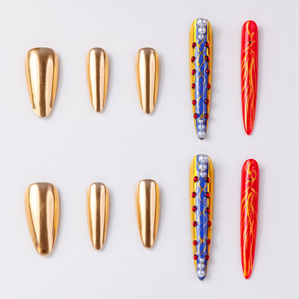 Versailles Phoenix Palace Super Long Press-On Nails - Handcrafted, Reusable & Durable Luxury Press-On Nails