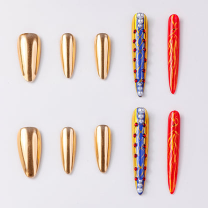 Versailles Phoenix Palace Super Long Press-On Nails - Handcrafted, Reusable & Durable Luxury Press-On Nails