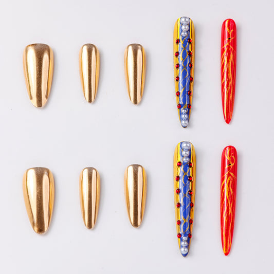 Versailles Phoenix Palace Super Long Press-On Nails - Handcrafted, Reusable & Durable Luxury Press-On Nails