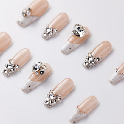 Close-up of Creamy Cookies Medium Press-On Nails - Handcrafted with Durable & Elegant Design