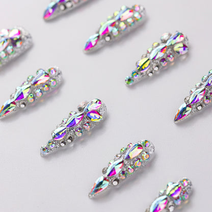 Close-up of Shining Day Extra Long Press-On Nails - Handcrafted with Durable & Elegant Design