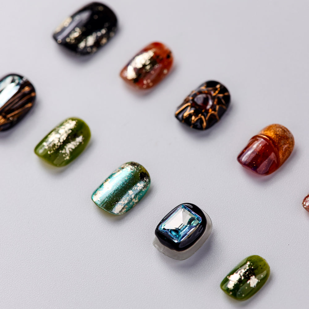 Close-up of Wilderness Natural Press-On Nails - Handcrafted with Durable & Elegant Design