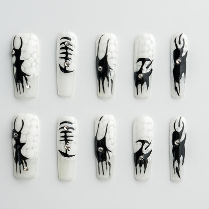 Modern Spice Break the Darkness Extra Long Press-On Nails – Handcrafted Durable Fake Nails with Bold, Dark Design