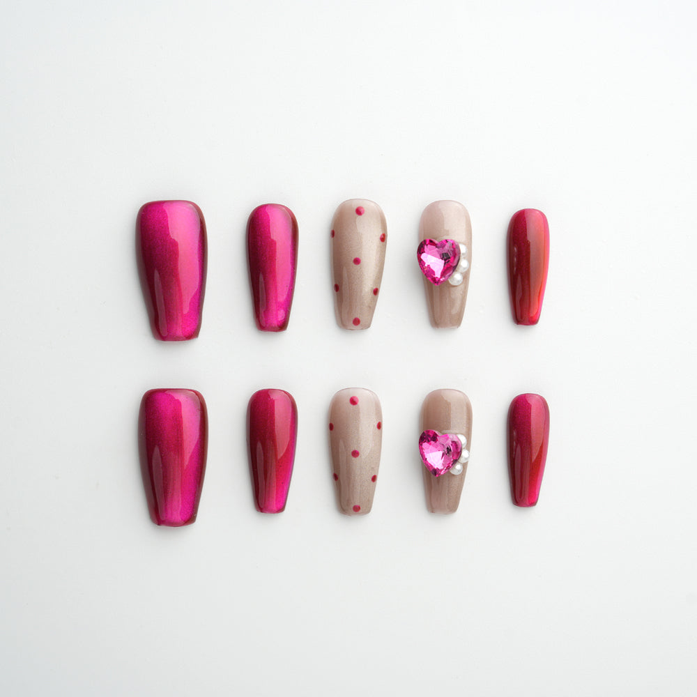 Close-up view of Modern Spice Berry Bless Medium Press-On Nails – Reusable Durable Fake Nails with Elegant Berry Design